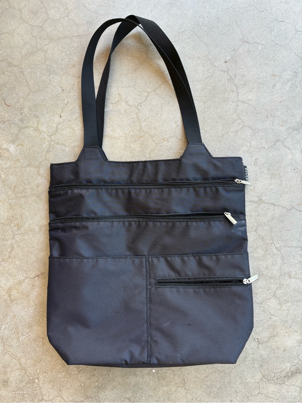 Milano Series Mia Black Nylon Multi-Pocket Shoulder Tote Bag Travel Work Unisex
